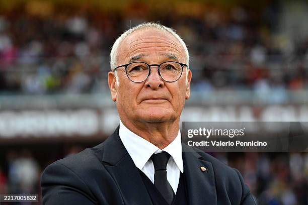 Claudio Ranieri, Head Coach of AS Roma looks on prior to the Serie A match between Torino and AS Roma at Stadio Olimpico di Torino on May 25, 2025 in...