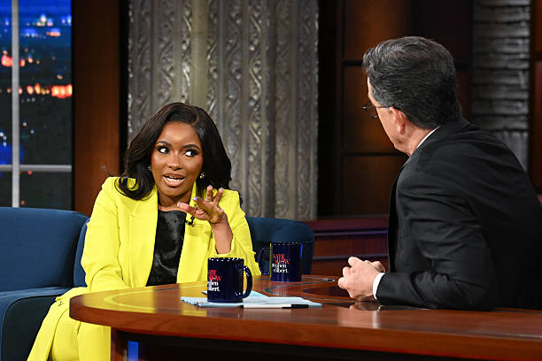The Late Show with Stephen Colbert and guest Rep. Jasmine Crockett during Monday's May 12, 2025 show.