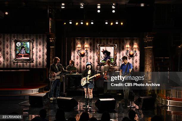The Late Show with Stephen Colbert and musical guest Wednesday during Wednesday's May 21, 2025 show.