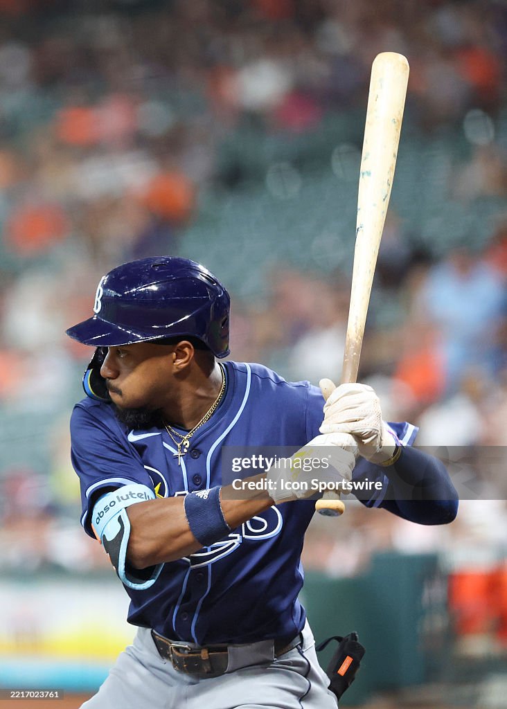 Simpson Rays Baseball Player Tampa Bay Rays left fielder Chandler Simpson watches the pitch in the ...
