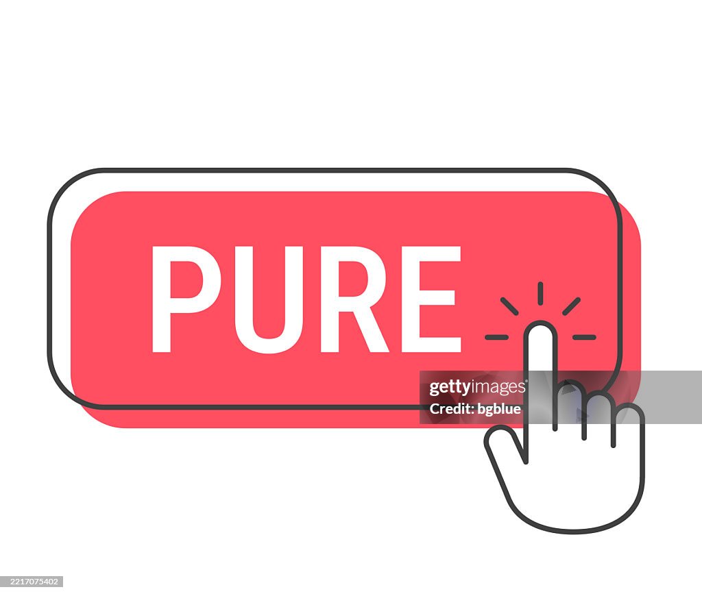 Pure Click Button With Hand Cursor On White Background High-Res Vector ...