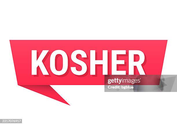 kosher - red speech bubble on blank background - kosher stock illustrations