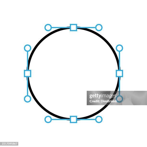 circle bezier path with vector handles - anchor point stock illustrations