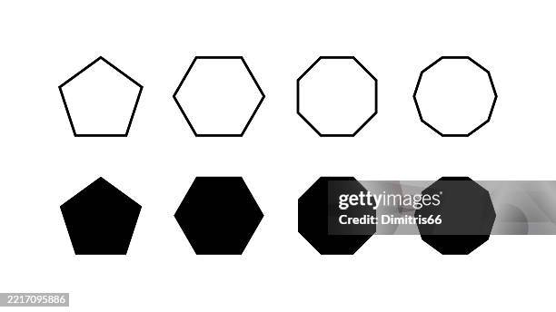 stockillustraties, clipart, cartoons en iconen met pentagon, exagon, octagon and decagon basic shapes - getal 8