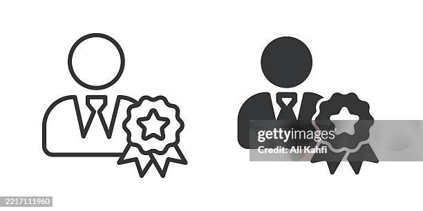 qualification thin line and glyph solid icon. editable stroke and perfect pixel isolated on transparent background - good grades stock illustrations