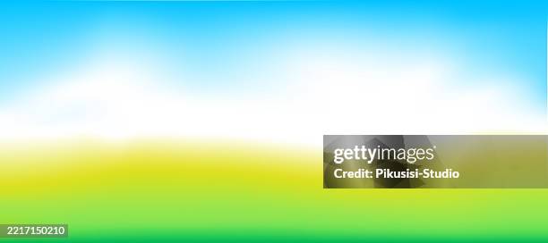 nature summer background with green grass and blue sky. - spring background top view stock illustrations