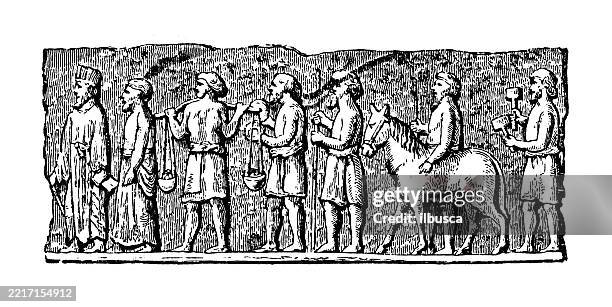 illustrations, cliparts, dessins animés et icônes de architecture, persépolis et la perse : bas relief, persépolis - bas relief