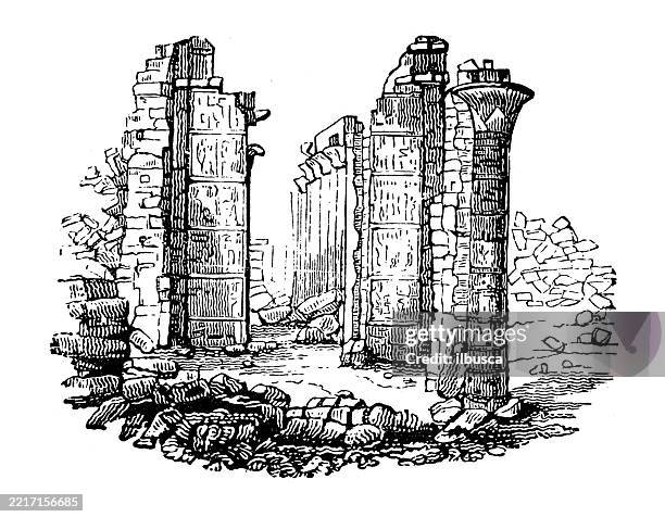 architecture, egyptian: karnak - karnak temple stock illustrations