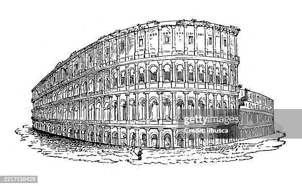 architecture, romanesque: coliseum - coliseum stock illustrations