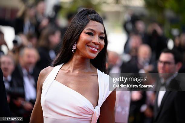 Naomi Campbell attends the "The History Of Sound" red carpet at the 78th annual Cannes Film Festival at Palais des Festivals on May 21, 2025 in...