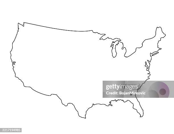 illustrations, cliparts, dessins animés et icônes de carte de contour des états-unis, icône de ligne - trait modifiable. vecteur - états unis