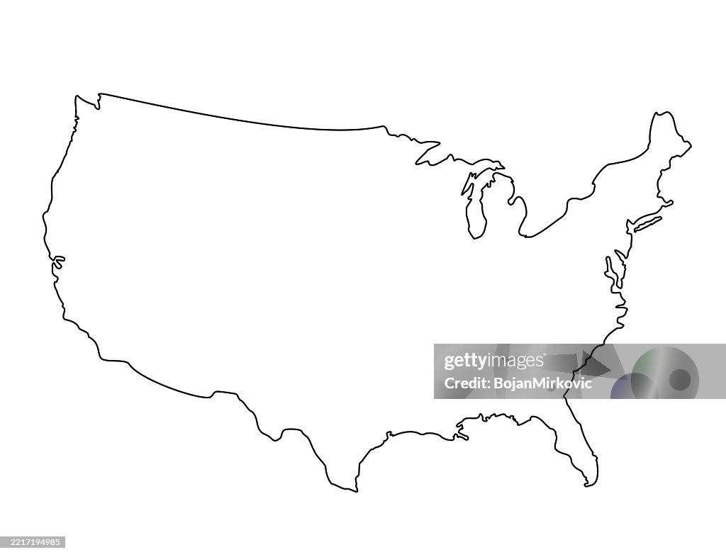 USA outline map, line icon - editable stroke. Vector