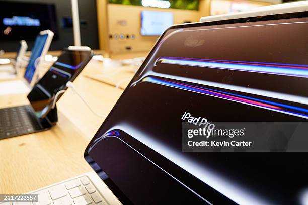 An iPad Pro is displayed inside of the Apple Carnegie Library store on May 30, 2025 in Washington, DC.