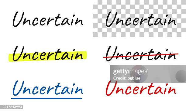 Uncertain Handwritten Text Highlighted Crossed Out Underlined On Blank ...