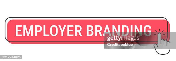 employer branding - click button with hand cursor on white background - click ad stock illustrations