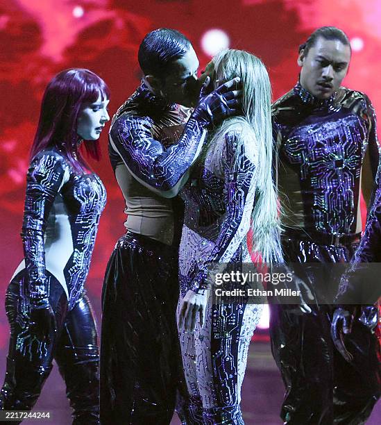 Jennifer Lopez performs with dancers onstage during the 2025 American Music Awards at BleauLive Theater at Fontainebleau Las Vegas on May 26, 2025 in...