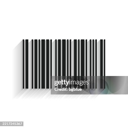 Bar code. Icon with long shadow on white background Bar code. Icon with long shadow on white background