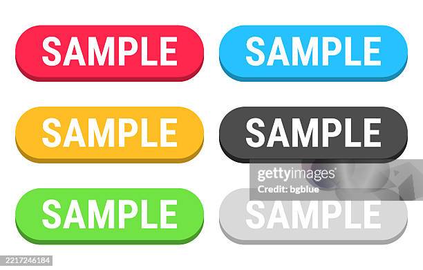 sample - colorful 3d click web buttons on blank background - sample text message stock illustrations