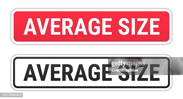 average size - red and black labels on white background - average stock illustrations