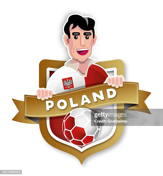 soccer player with jersey in badge with national flag of poland - only fans logo stock illustrations