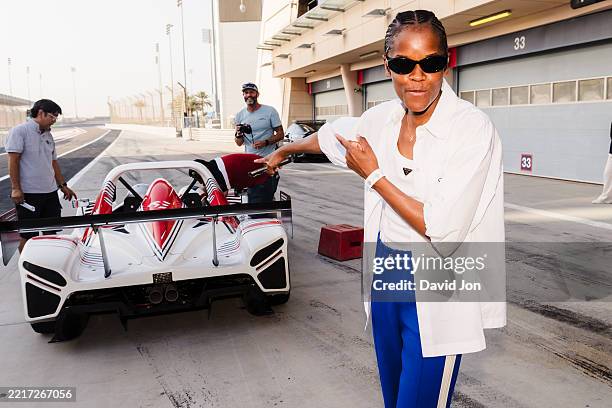 Letitia Wright attends a private track experience event at Bahrain International Circuit on May 23, 2025 in Bahrain.