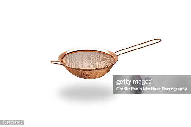 metal colander isolated on white background - coador imagens e fotografias de stock