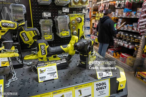 Ryobi Ltd. Power tools displayed for sale inside a Home Depot store in Colma, California, US, on Friday, May 30, 2025. The US Census Bureau is...