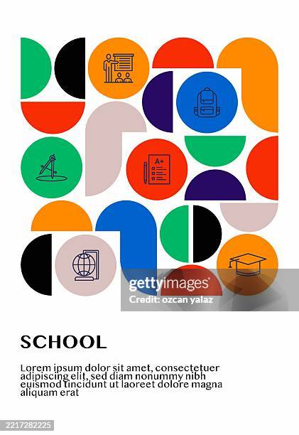 vector illustration school concept set. design for web page, print, etc. vector illustration. - classroom background stock illustrations