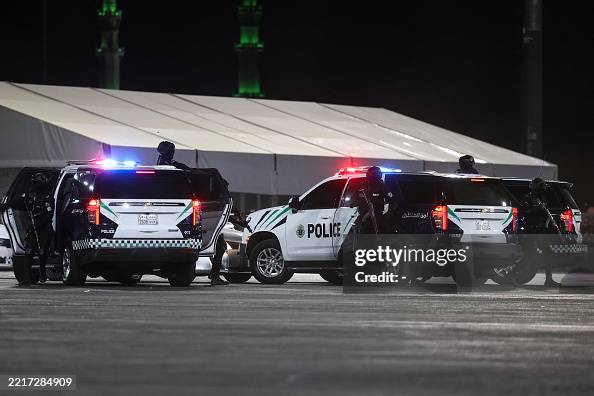Mutawa Saudi police take part in a security demonstration as pilgrims arrive ...