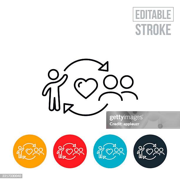 love between two parents and a child thin line icon - editable stroke - symbiotic relationship stock illustrations