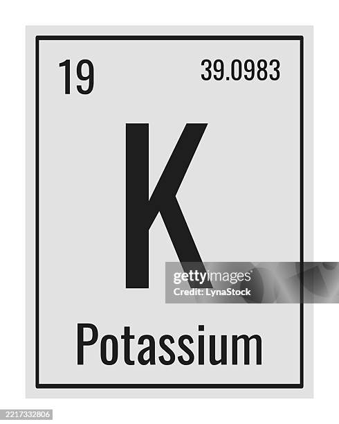 potassium symbol. chemical element of the periodic table. vector illustration isolated on white background. glass sign. - periodic table of elements potassium stock illustrations