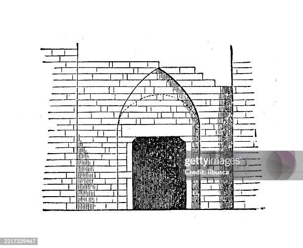 architecture, pointed arch: gateway at assos - gateway arch construction stock illustrations