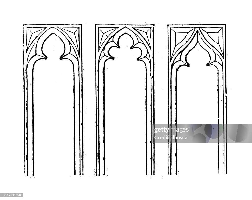 Trefoil Railing Architecture Early English Trefoil And Cinquefoil Heads High-Res Vector ...