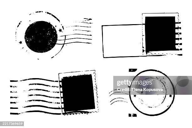 ilustrações de stock, clip art, desenhos animados e ícones de postage colored stamps on isolated white background. stylish vintage postage vector set. - cartão postal