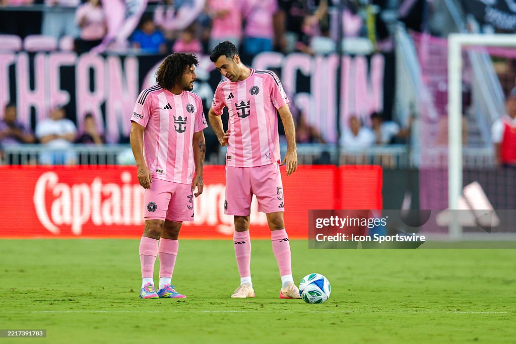 Samuel Basabe Sergio Busquets of Inter Miami CF and Maximiliano Falcon of Inter ...