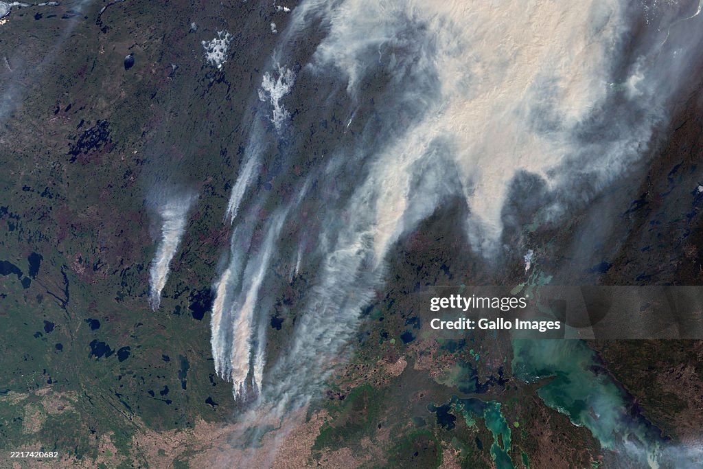 Satellite Imagery Of Massive Fires Sweeping Across Saskatchewan