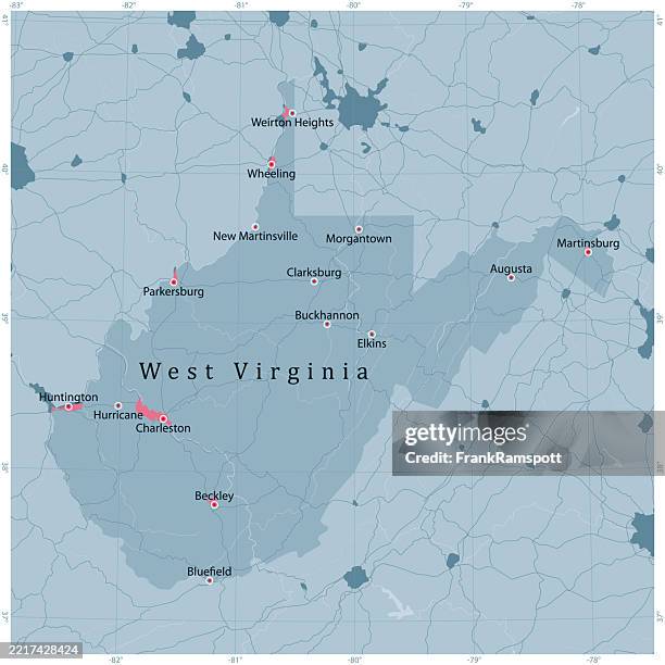 west virginia us state vector road map grey - parkersburg west virginia stock illustrations