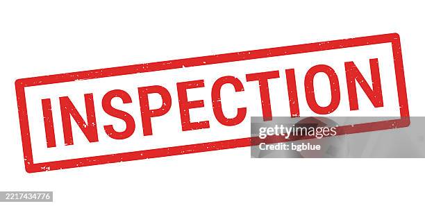 inspection - red rubber stamp on white background - looking over edge stock illustrations