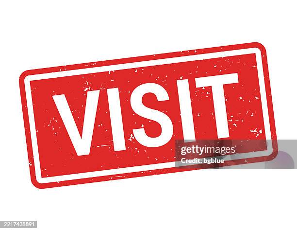 visit - red rubber stamp on white background - visitor badge stock illustrations