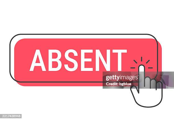 absent - click button with hand cursor on white background - computer hands dark stock illustrations