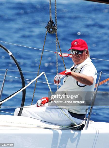 King Juan Carlos of Spain during the first day of 22 Edition of Sailing Trophy "Copa del Rey" July 28, 2003 at the Club Nautico in Palma de Mallorca,...