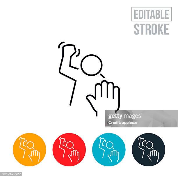 stop hate thin line icon - editable stroke - domestic violence stock illustrations
