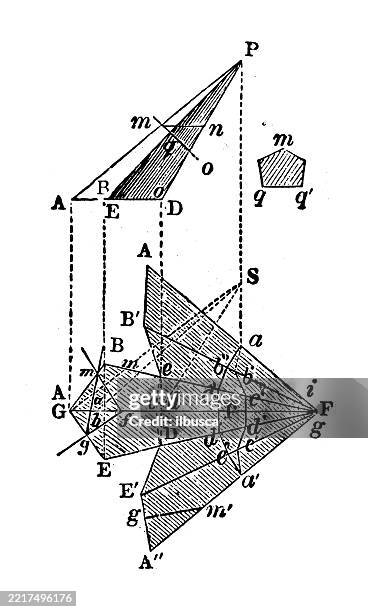 vintage geometry and maths figures and diagrams - mathematical function stock illustrations