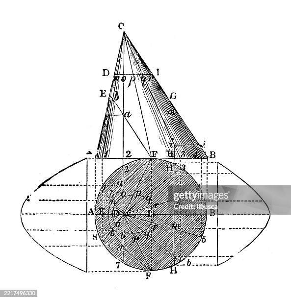 vintage geometry and maths figures and diagrams - mathematical function stock illustrations