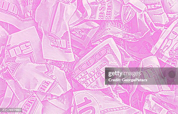 crumpled us paper currency - american fifty dollar bill stock illustrations