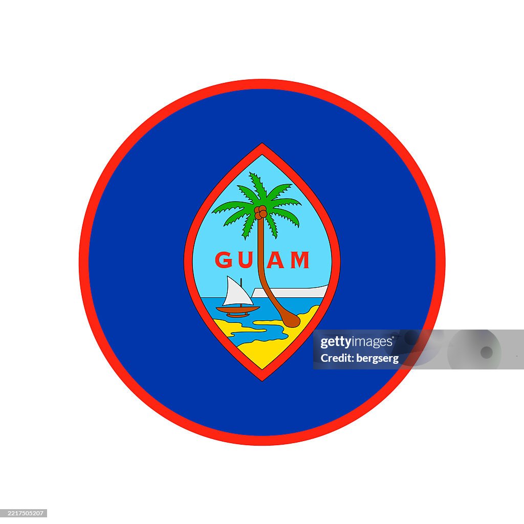Guam Flag. Round Flat Icon. Vector Illustration