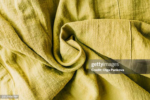 close-up of texture yellow linen fabric - linen stock pictures, royalty-free photos & images