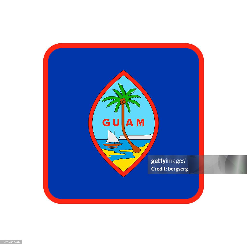 Guam Flag. Square Flat Icon. Vector Illustration