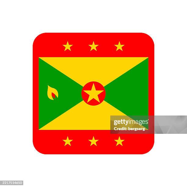 grenada flag. square flat icon. vector illustration - grenada flag stock illustrations