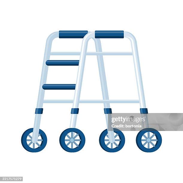 rollator rolling walker mobility aid icon - mobility walker stock illustrations